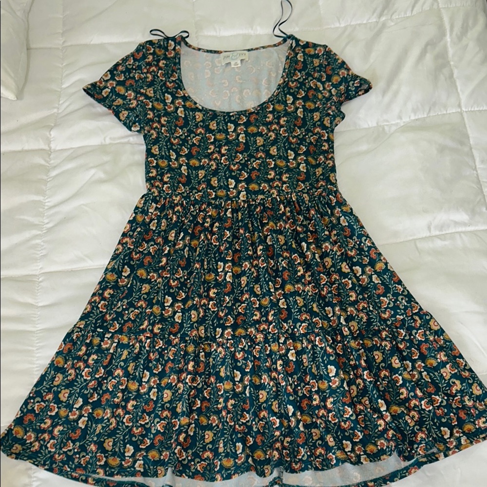 Jun &ivy skater green flower dress XS
